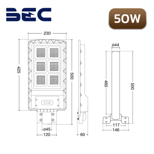 โคมไฟถนนโซล่าเซลล์ LED BEC BERLIN 50W-2