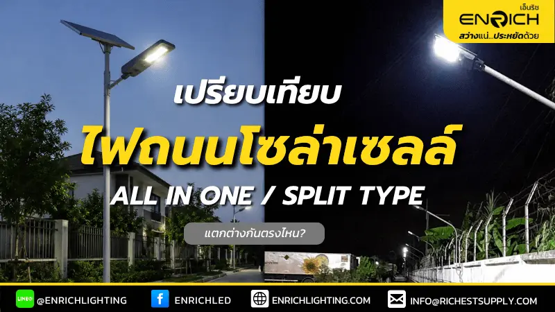ไฟถนนโซล่าเซลล์ All in One กับ Split Type ต่างกันยังไง